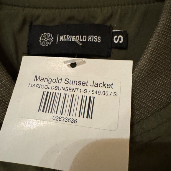 Merigold Kiss Sunset Olive Green Cactus Floral Embroidered Bomber Jacket Size S - Picture 6 of 7